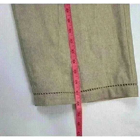 Sag Harbor VTG Womens LG/XL Tan Button Up Blouse and Pants 2 pc Set Linen Blend - Picture 11 of 16